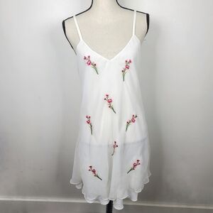 Vintage Victoria's Secret Gold Label White Floral Embroidered Slip Dress M
